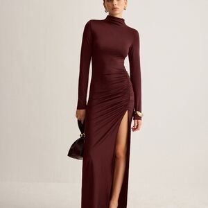 Commense Burgundy Long Sleeve Dress